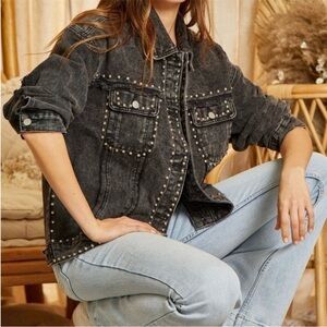 Savanna Jane Black Denim studded Jacket